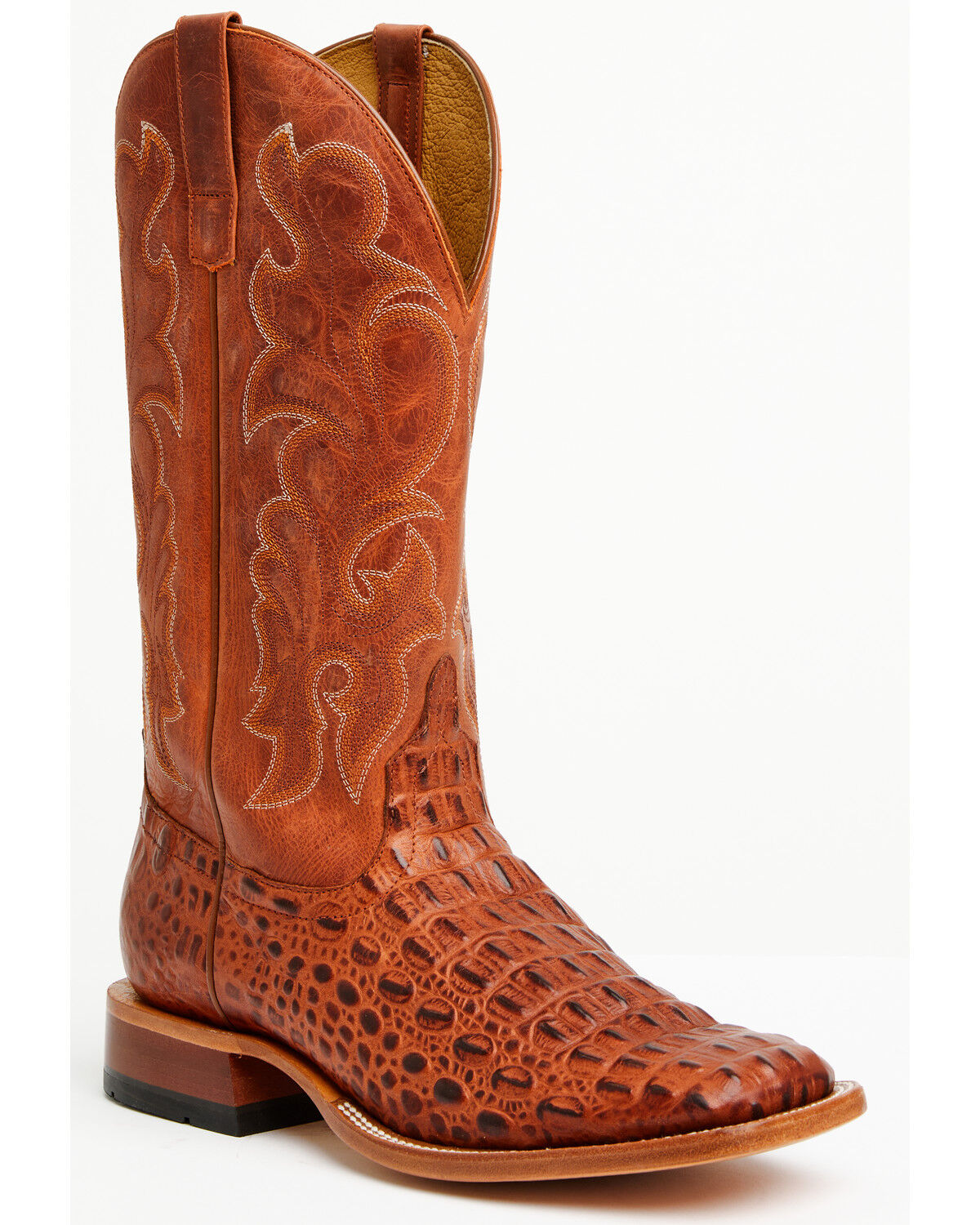 Image #1 - Horse Power Men's Boot Barn Exclusive Nile Crocodile Print Tall Western Boots - Broad Square Toe, Cognac, hi-res