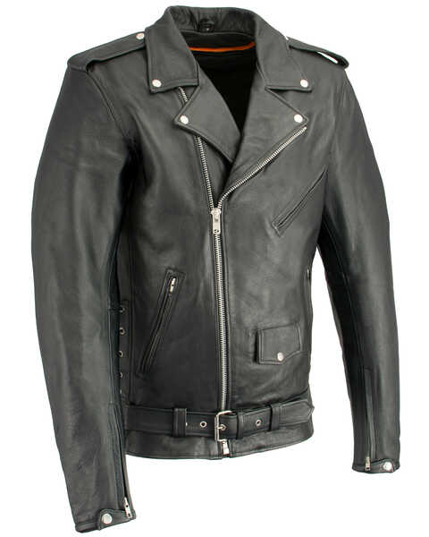 Image #2 - Milwaukee Leather Men's Classic Side Lace Concealed Carry Motorcycle Jacket - Tall, Black, hi-res