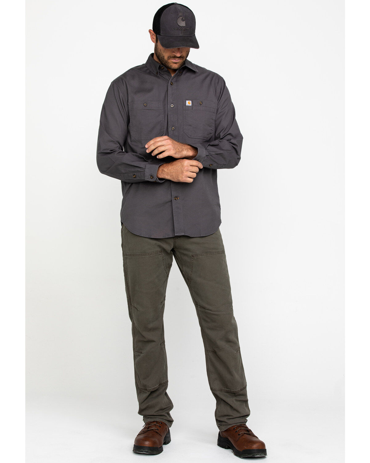 Image #6 - Carhartt Men's Rugged Flex® Rigby Long Sleeve Work Shirt, Grey, hi-res