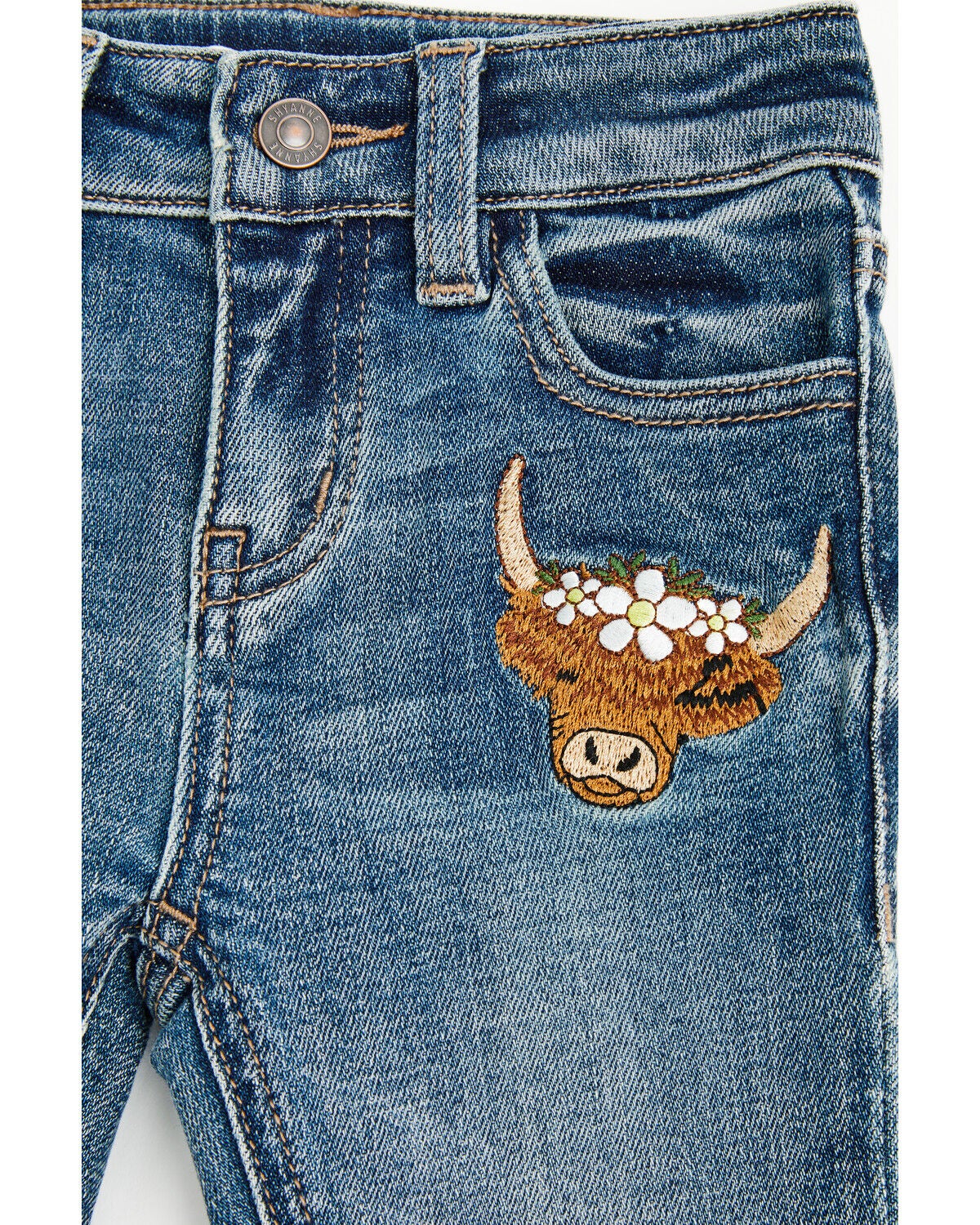Image #3 - Shyanne Toddler Girls' Cass Patchwork Mid Rise Bootcut Stretch Denim Jeans, Medium Wash, hi-res
