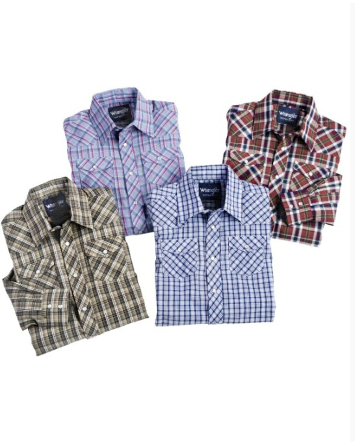 Wrangler Boy's Assorted Western Plaid Shirt, Plaid, hi-res