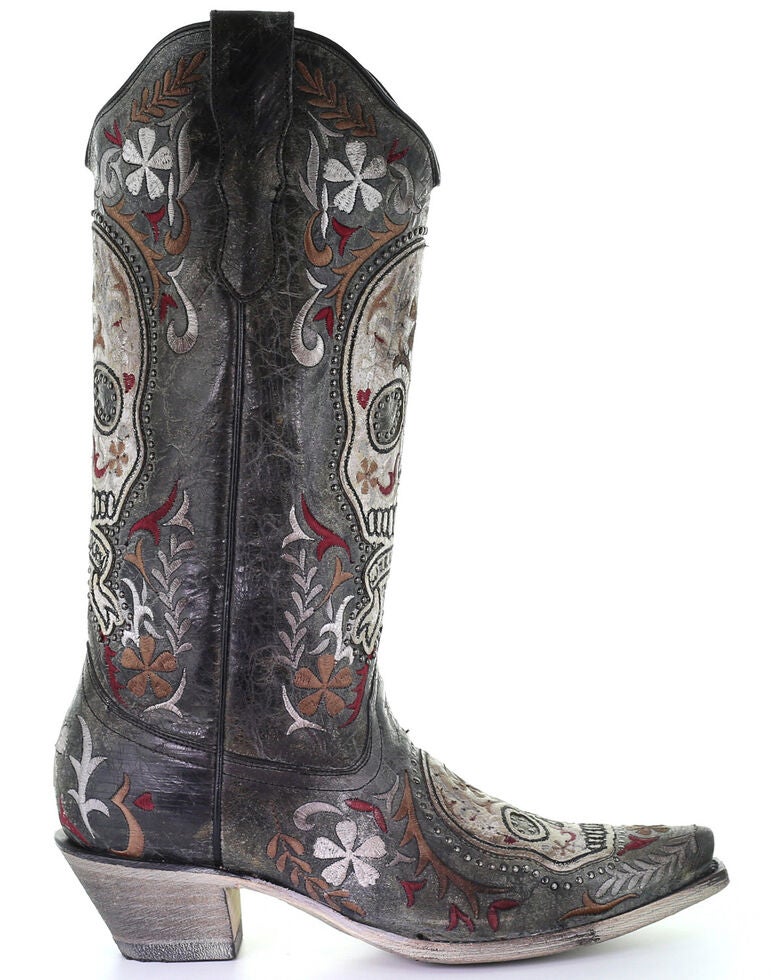 Corral Women's Sugar Skull Embroidery Western Boots - SnipToe | Boot Barn