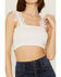 Image #3 - Z&L Women's Costa Solid Smocked Sleeveless Crop Top, White, hi-res
