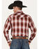 Image #4 - Ely Walker Men's Plaid Print Long Sleeve Pearl Snap Western Shirt, Burgundy, hi-res