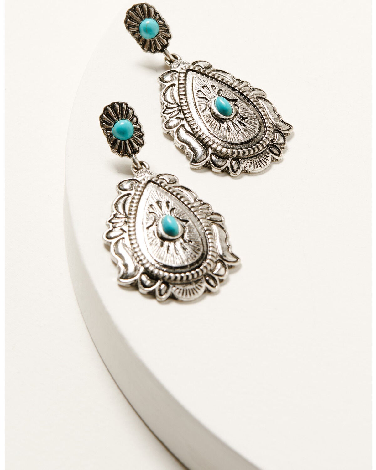 Shyanne Women's Frontier Antique Teardrop Turquoise Earrings, Silver, hi-res