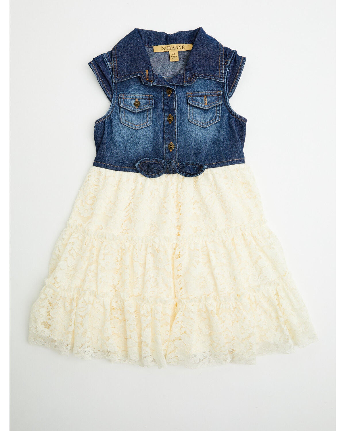 Shyanne Toddler Girls' Lace Short Sleeve Dress, Cream, hi-res