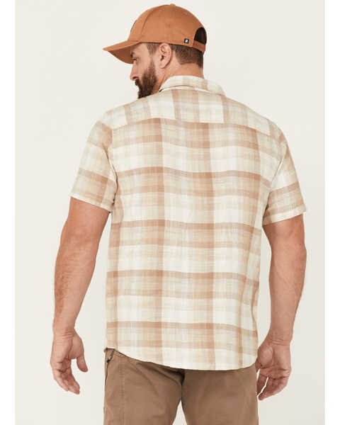 North River Men's Crosshatch Large Plaid Short Sleeve Button Down Western Shirt , White, hi-res