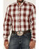 Roper Men's Campfire Ombre Plaid Print Long Sleeve Button Down Western Shirt , Red, hi-res
