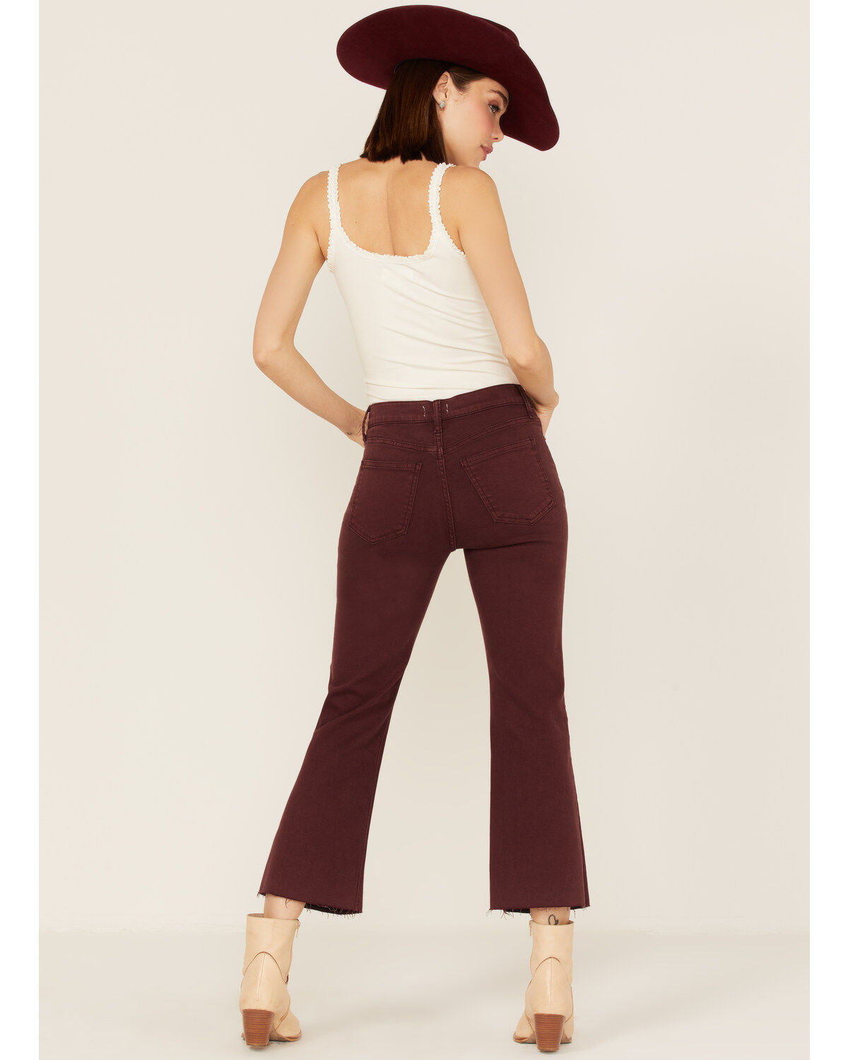 Image #3 - Sneak Peek Women's Plum Raw Hem Crop Jeans, Purple, hi-res