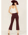 Image #3 - Sneak Peek Women's Plum Raw Hem Crop Jeans, Purple, hi-res