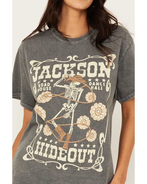 Youth in Revolt Women's Jackson Hideout Skeleton Short Sleeve Graphic T-Shirt, Charcoal, hi-res