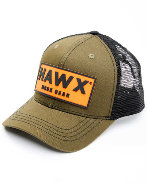 Image #1 - Hawx Men's Olive Logo Patch Mesh-Back Ball Cap , Olive, hi-res