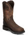 Justin Men's Waterproof Square Steel Toe Work Boots, Mahogany, hi-res