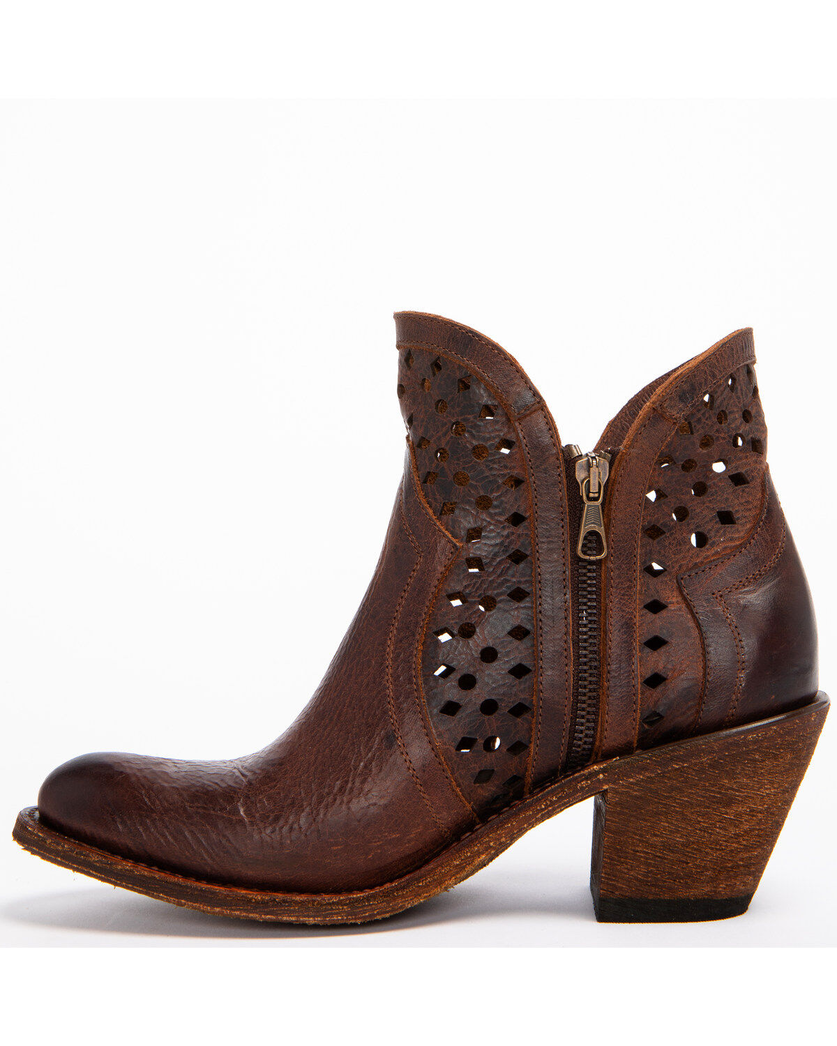 Image #3 - Shyanne Women's Brown Nicki Zipper Booties - Round Toe, , hi-res