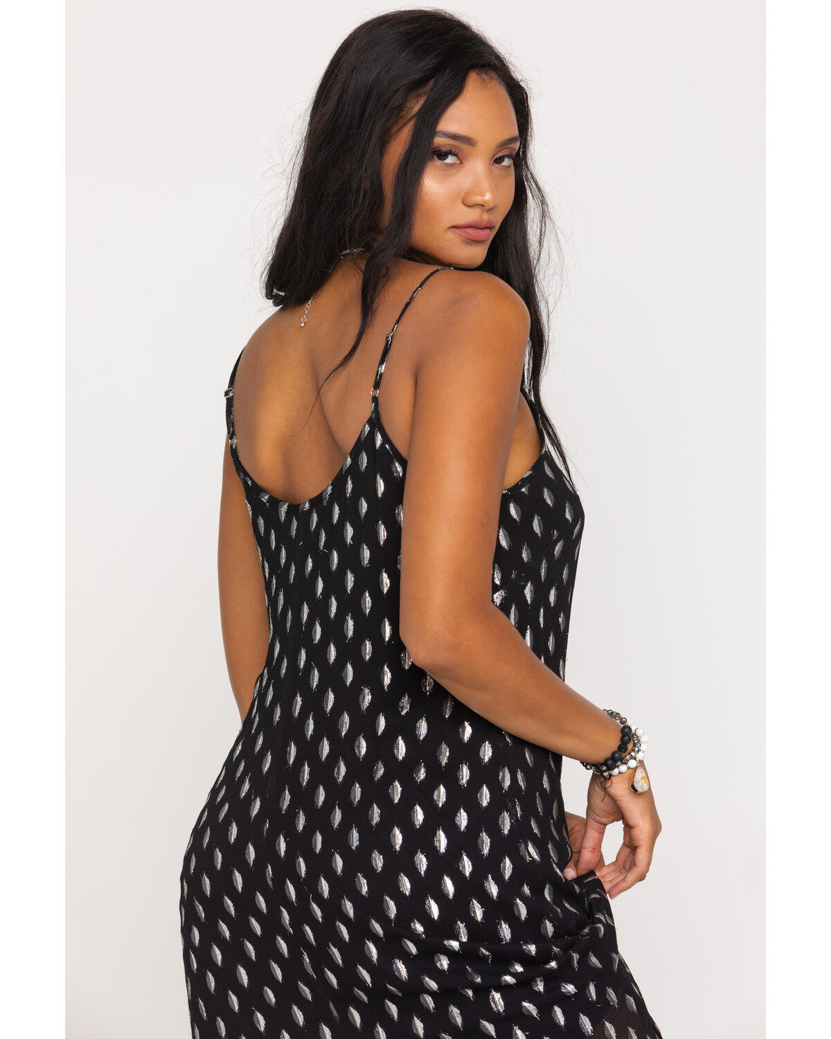 Image #5 - Band of the Free Women's Black Dot Slip Midi Dress, Black, hi-res