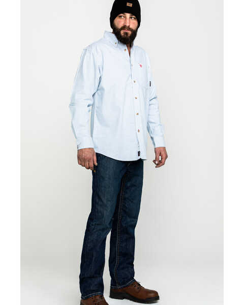 Image #6 - Ariat Men's FR Solid Durastretch Long Sleeve Work Shirt  , White, hi-res