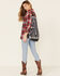Nostalgia Women's Plaid Print Embroidered Back Panel Long Sleeve Western Shirt , Red, hi-res