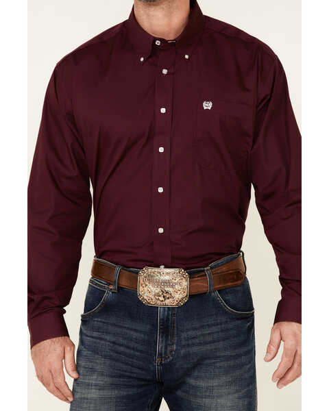 C‌inch Men's Solid Burgundy Button Long Sleeve Western Shirt | Boot Barn