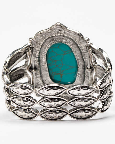 Image #3 - Shyanne Women's Roaming West Large Turquoise Stone Stretch Cuff, Silver, hi-res