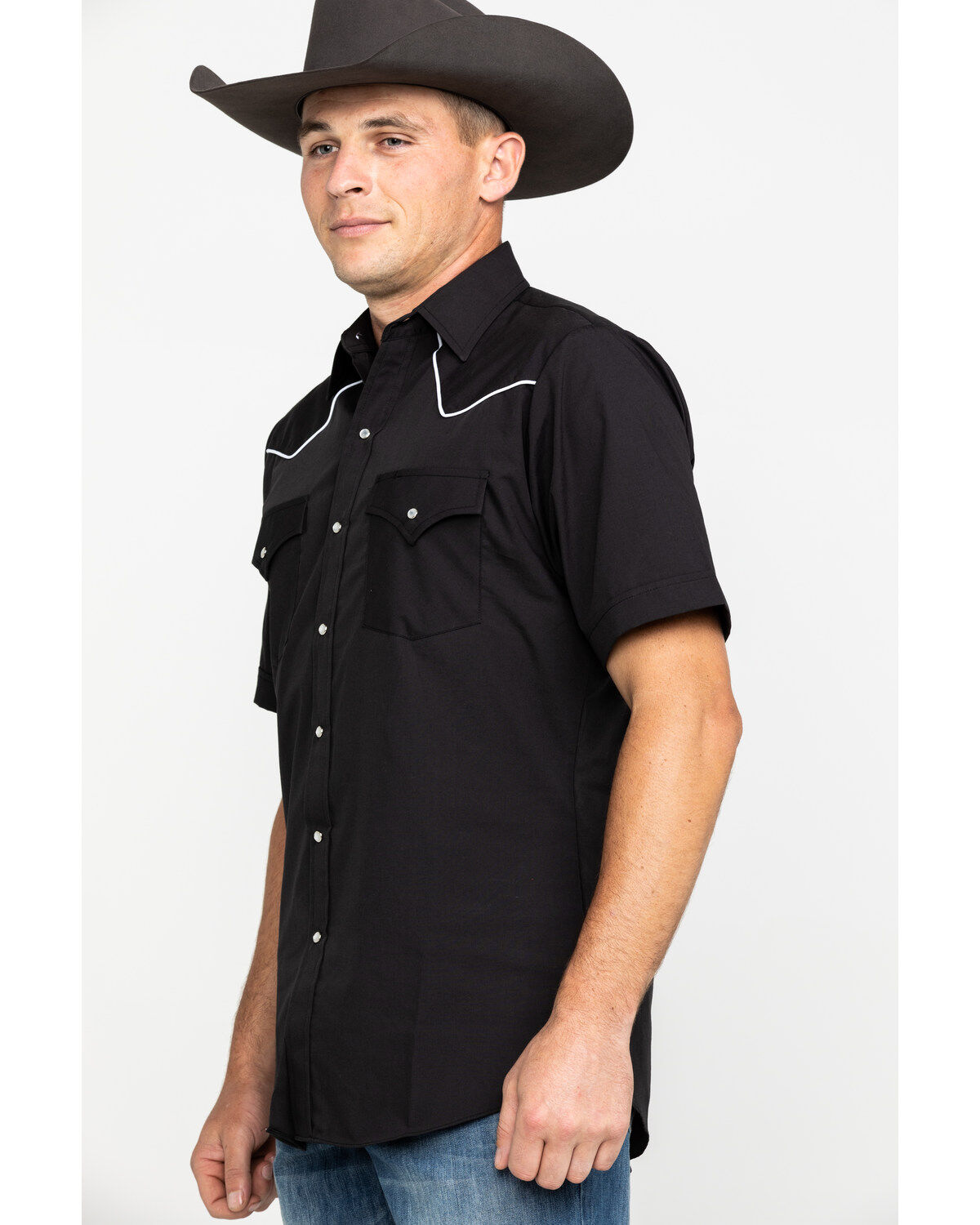 Image #3 - Ely Short Sleeve Black Western Shirt, Black, hi-res