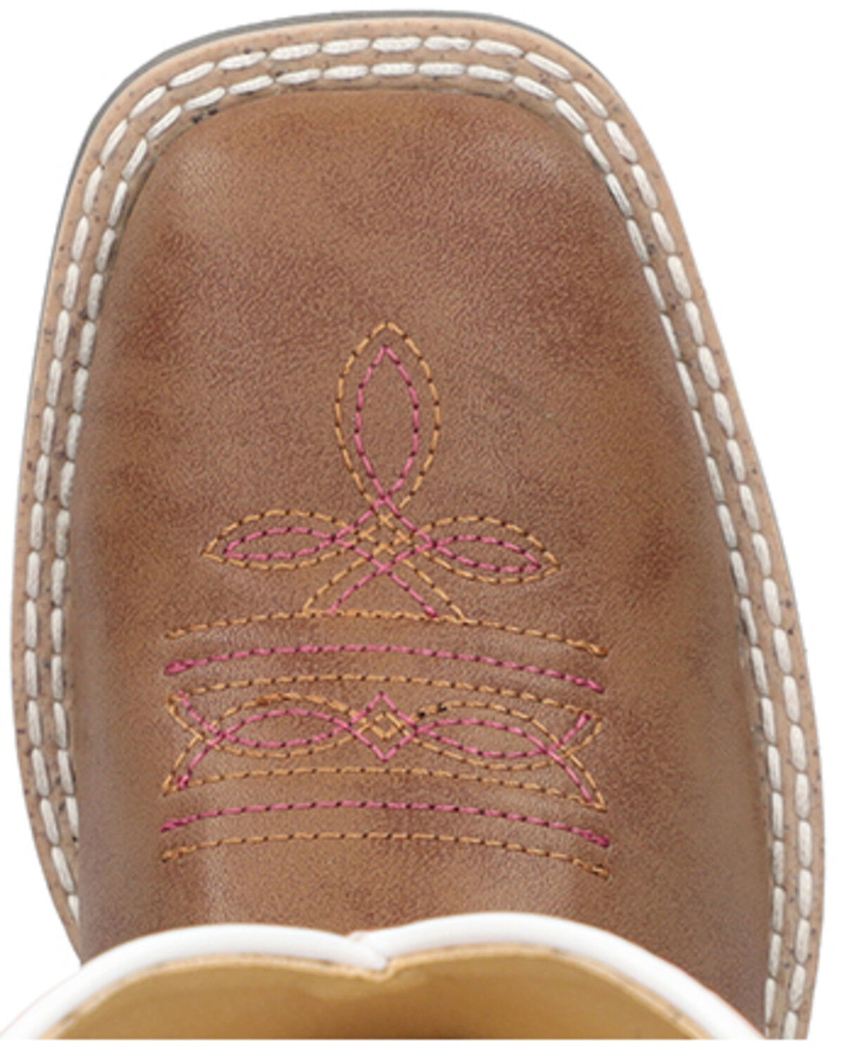 Image #6 - Smoky Mountain Girls' El Paso Western Boots - Broad Square Toe, Brown/pink, hi-res