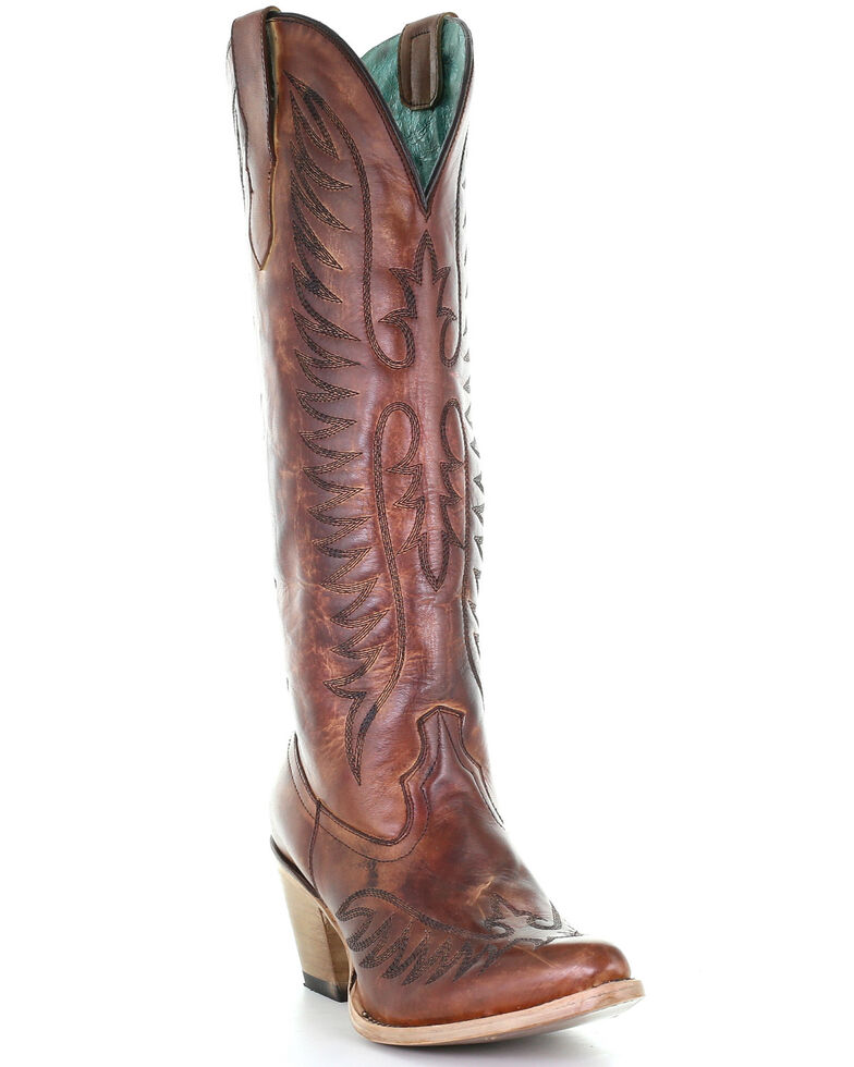 Corral Women's Cognac Embroidery Western Boots - Round Toe, Brown, hi-res