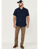 Brothers & Sons Men's Solid Dobby Performance Short Sleeve Button-Down Western Shirt , Navy, hi-res