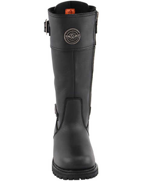 Milwaukee Leather Women's Calf Laced Riding Boots - Round Toe, Black, hi-res