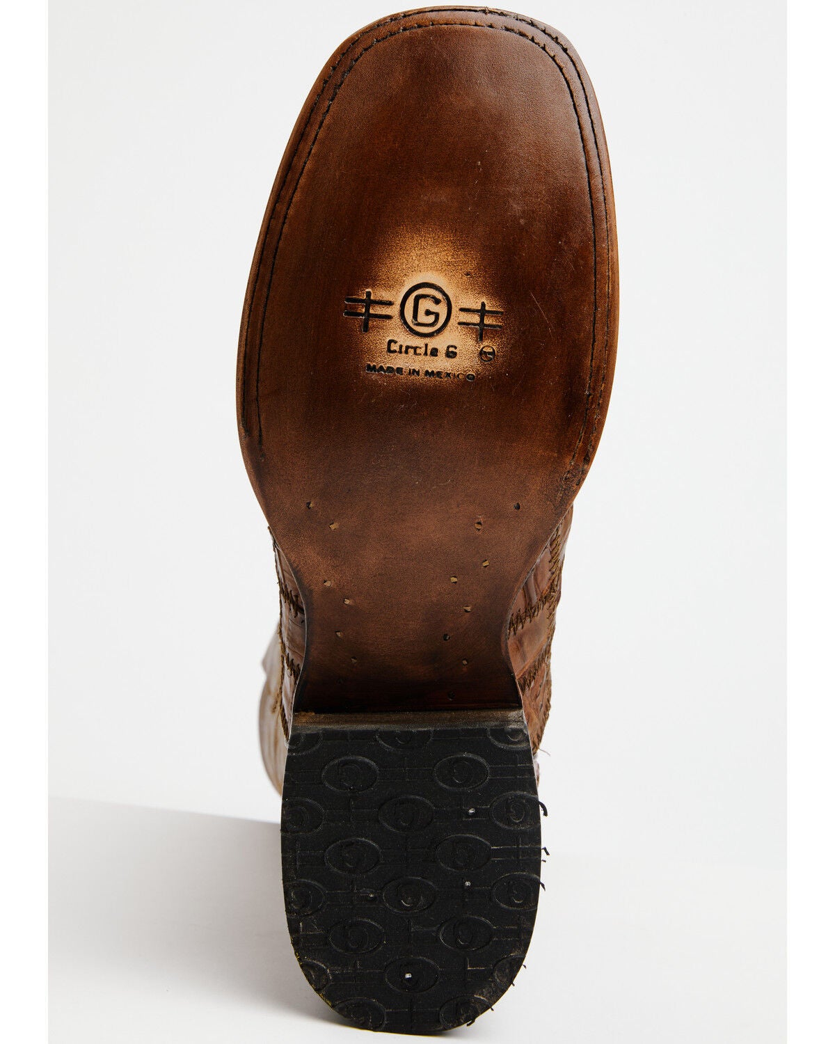 Image #7 - Circle G Men's Orix Caiman Patchwork Western Boots - Broad Square Toe, Tan, hi-res