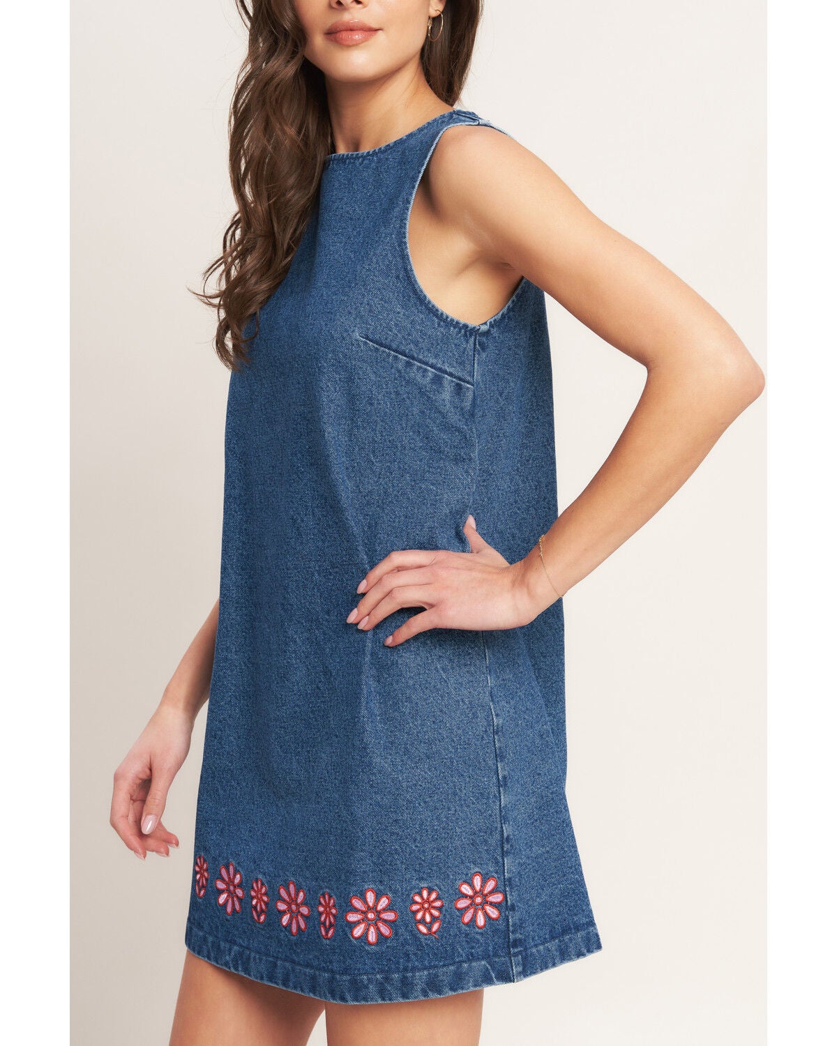 Image #4 - Flying Tomato Women's Shift Denim Mini Dress, Medium Wash, hi-res