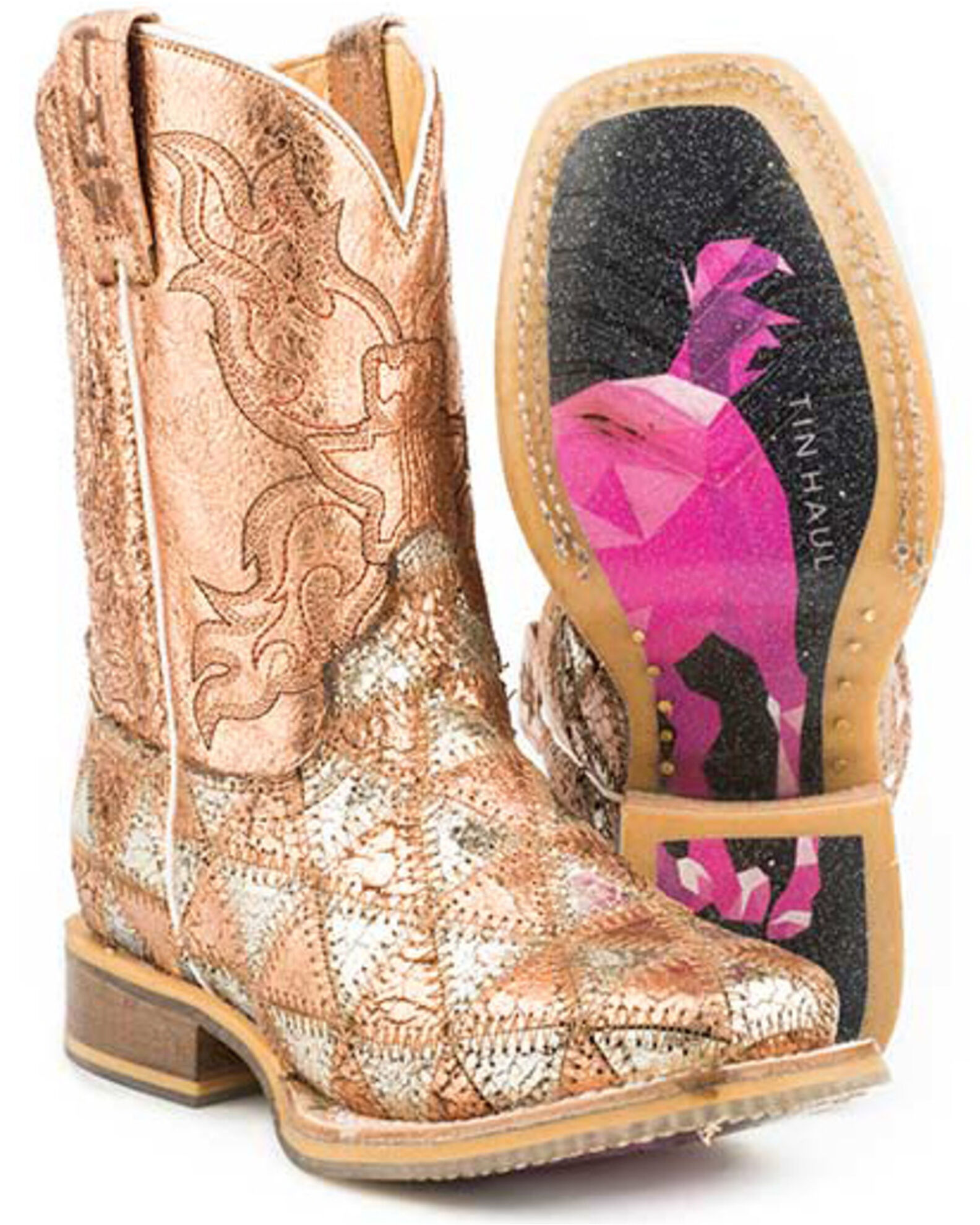 Tin Haul Little Girls Mu Mish Mash Western Boots Square Toe