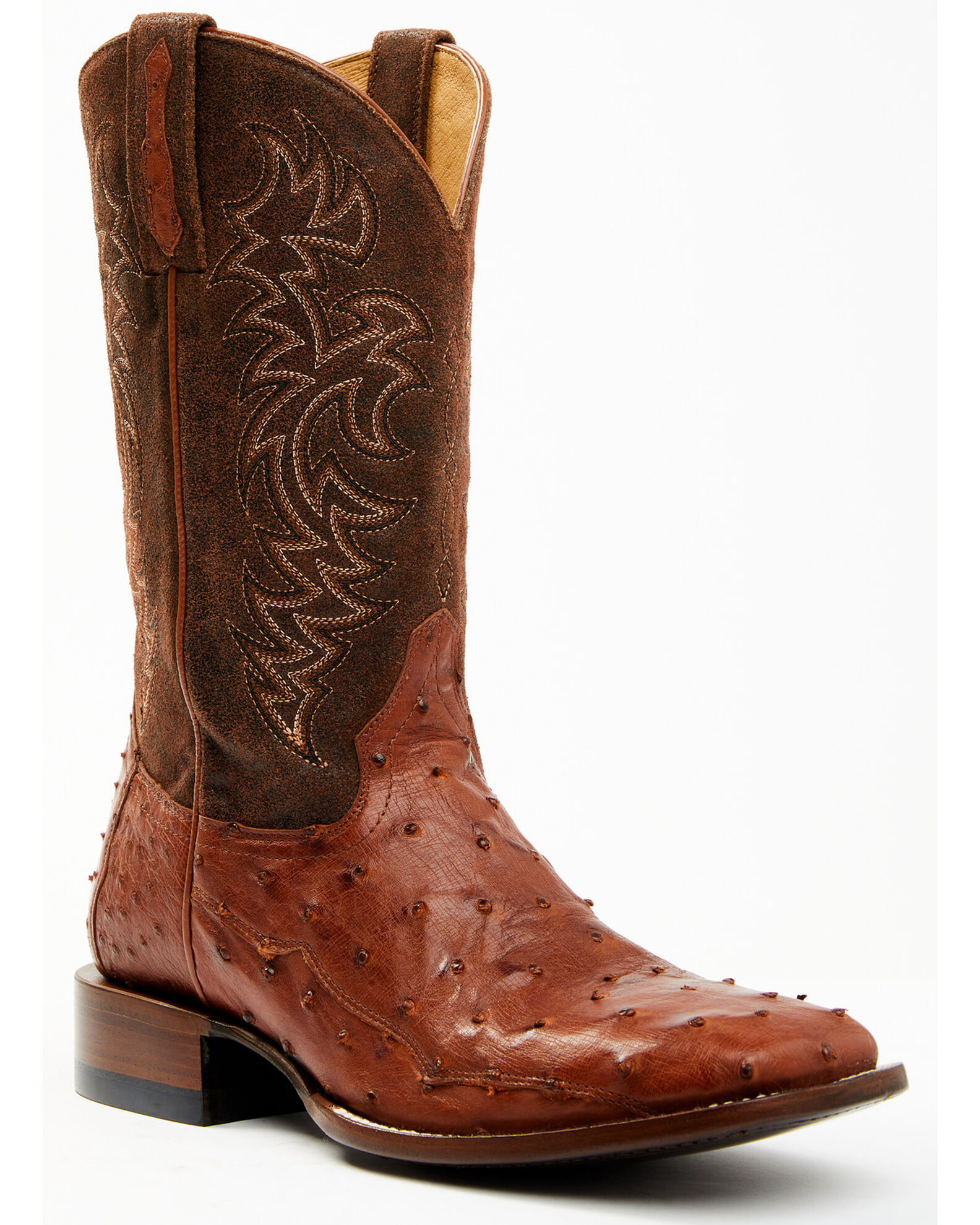 Image #1 - Cody James Men's Brandy Genuine Ostrich Exotic Western Boots - Broad Square Toe, Red, hi-res