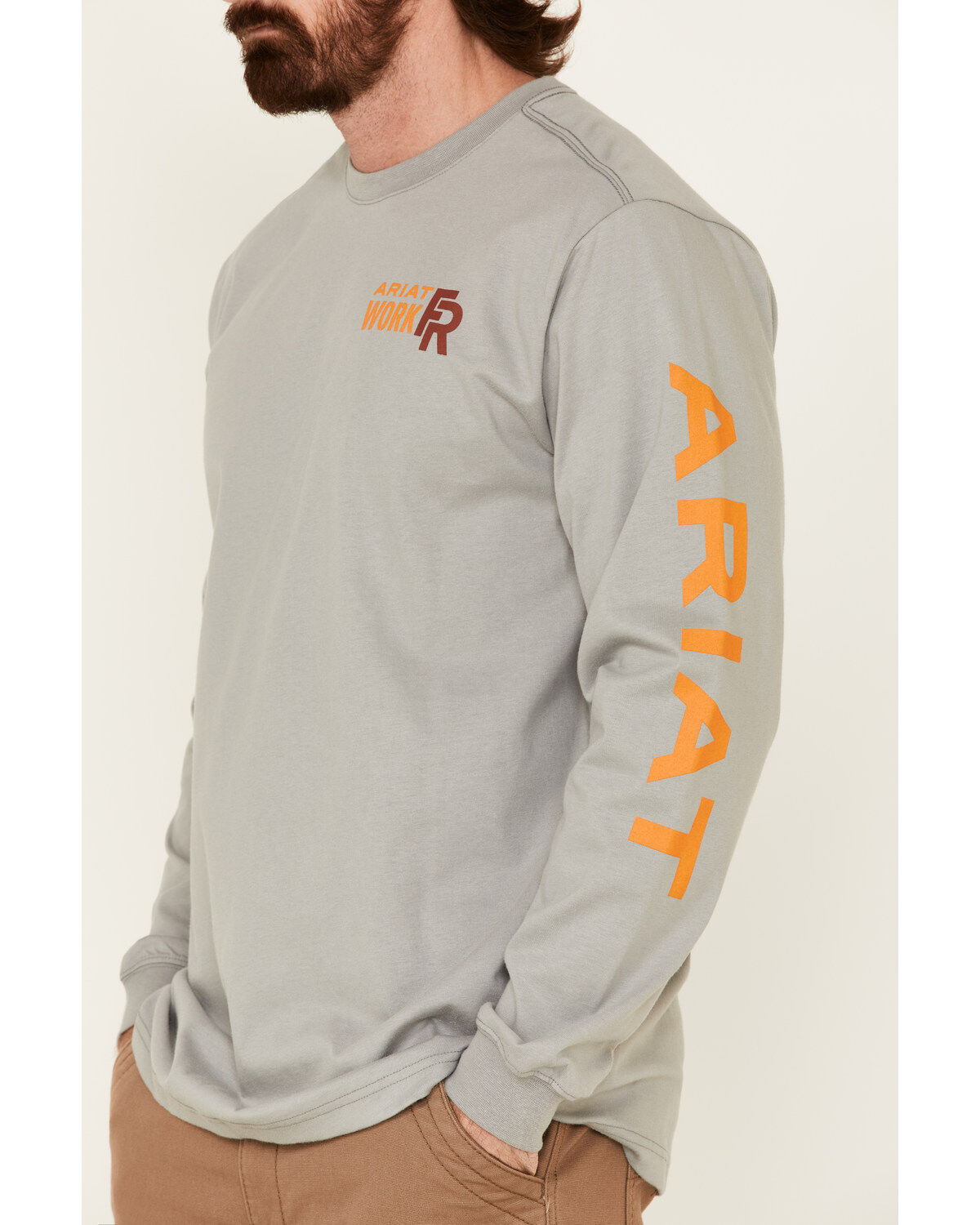 Image #3 - Ariat Men's FR Logo Crew Neck Long Sleeve Shirt, , hi-res