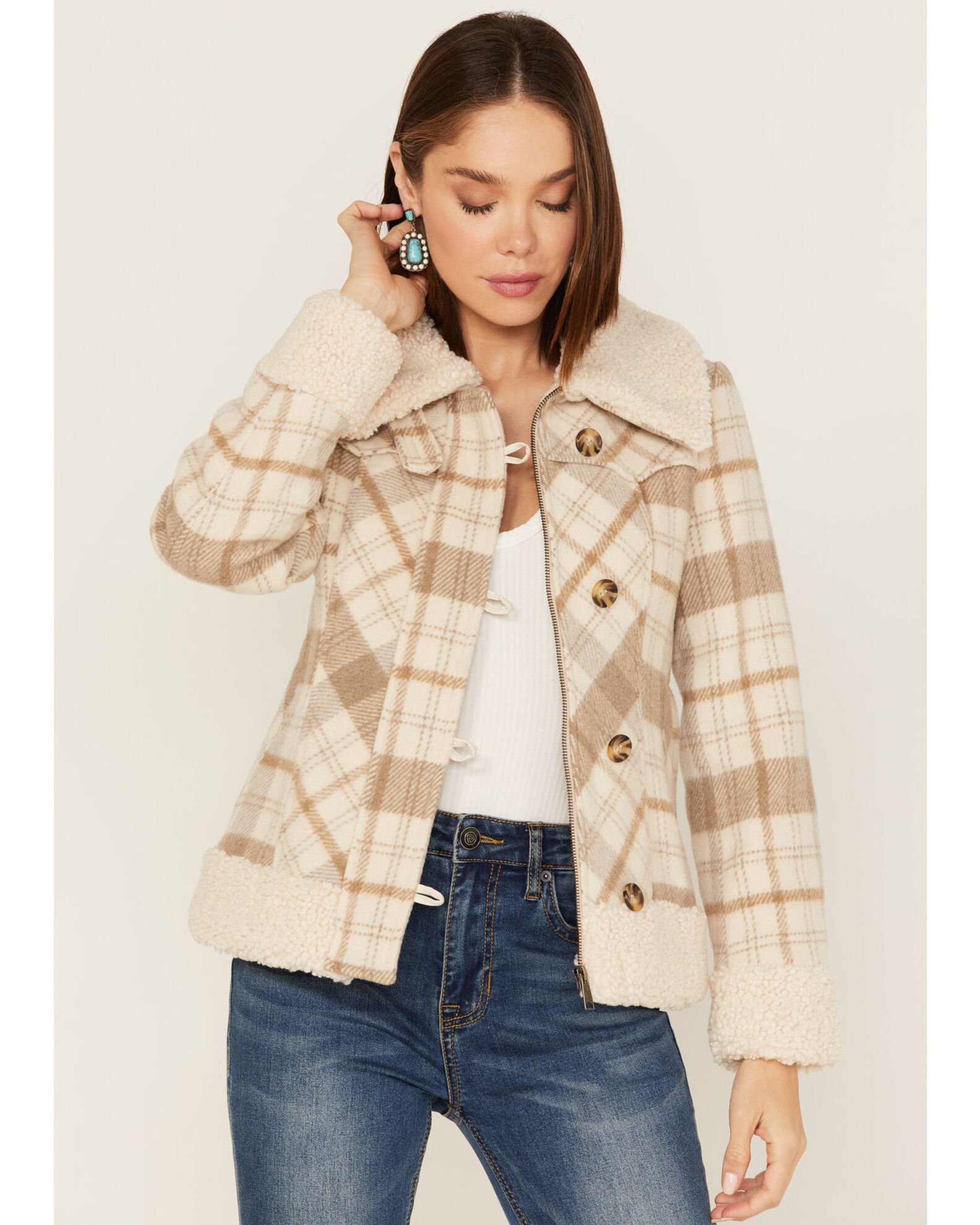 Plaid wool jacket womens on sale