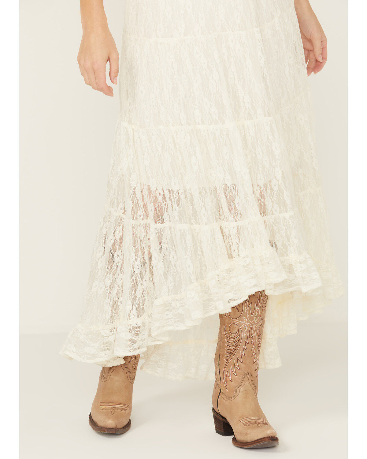 Image #2 - Wild Moss Women's Lace High-Low Skirt, Ivory, hi-res