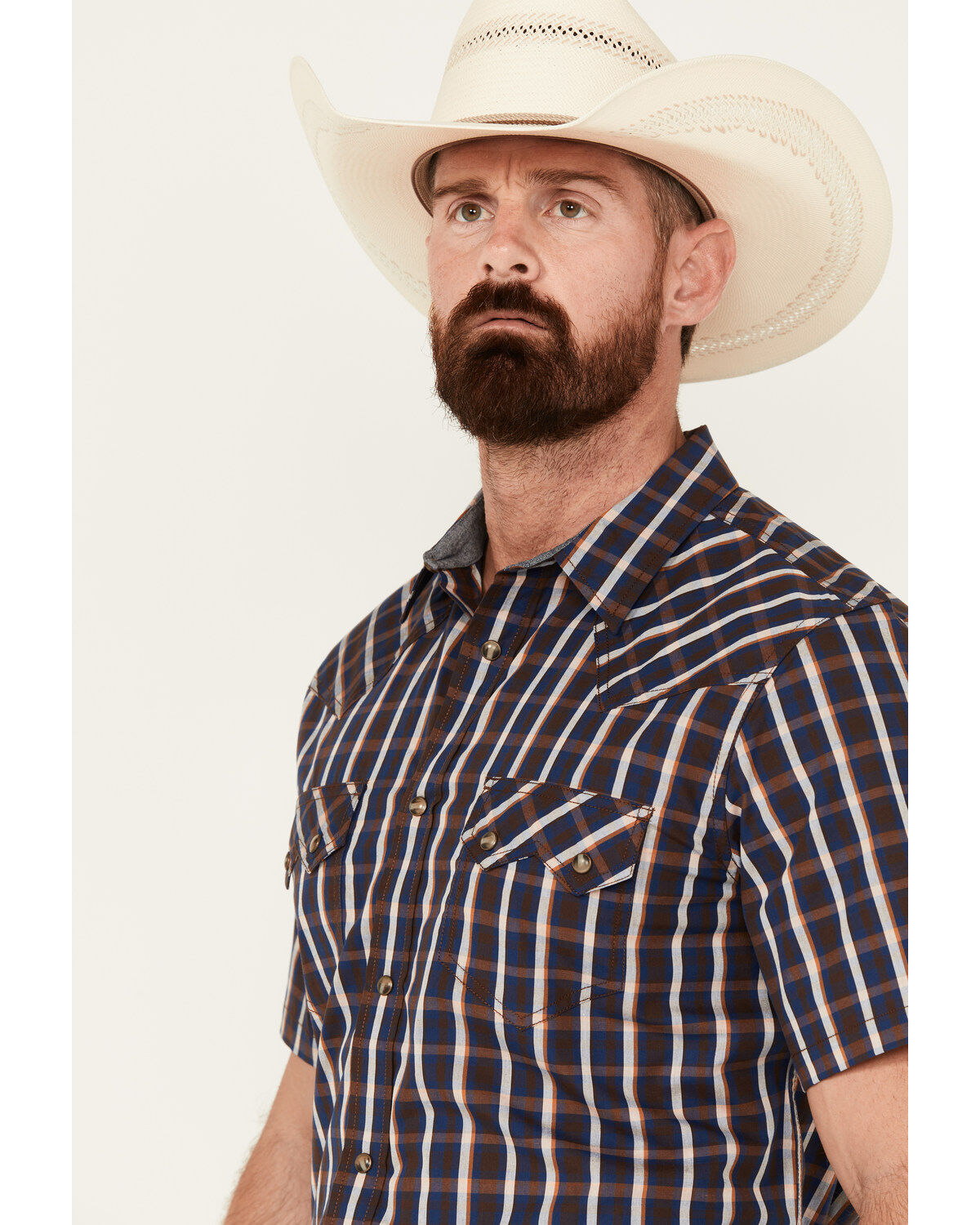 Cody James Men's Joe Plaid Print Short Sleeve Snap Western Shirt