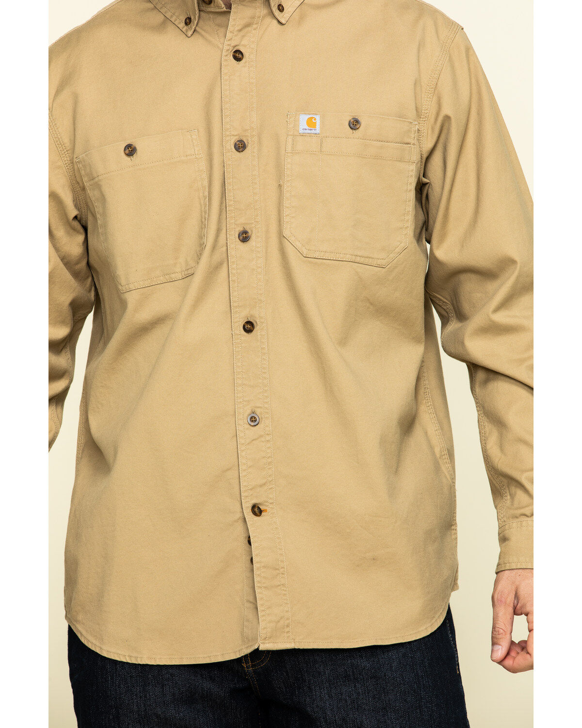 Image #4 - Carhartt Men's Rugged Flex® Rigby Long Sleeve Work Shirt, Beige/khaki, hi-res