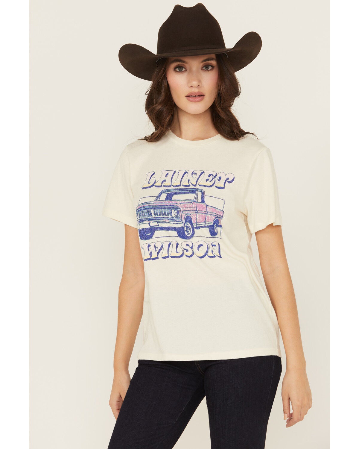 Wrangler X Lainey Wilson Women's Heart Like A Truck Short Sleeve Graphic Tee, White, hi-res