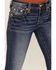 Image #4 - Miss Me Women's Dark Wash Mid Rise Leaf Pocket 32" Bootcut Stretch Denim Jeans, Dark Wash, hi-res