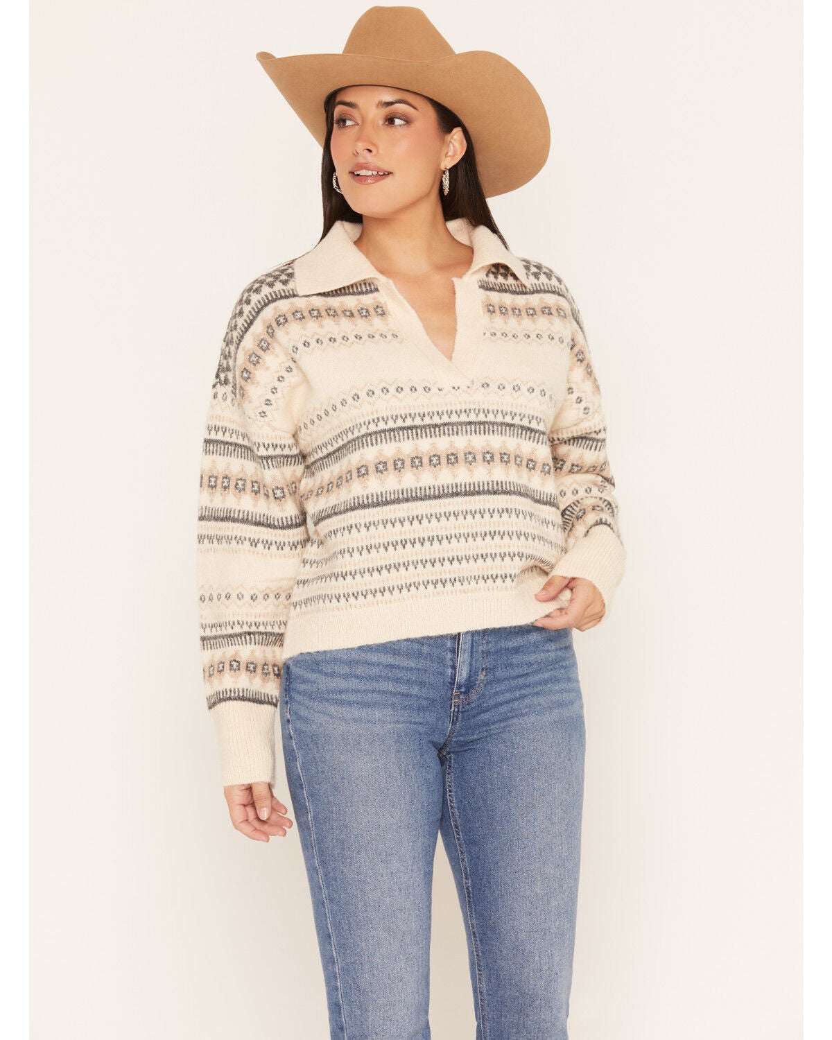 Revel Women's Southwestern Sweater, Off White, hi-res