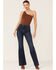 Cello Women's Dark Wash High Rise Flare Jeans, Blue, hi-res