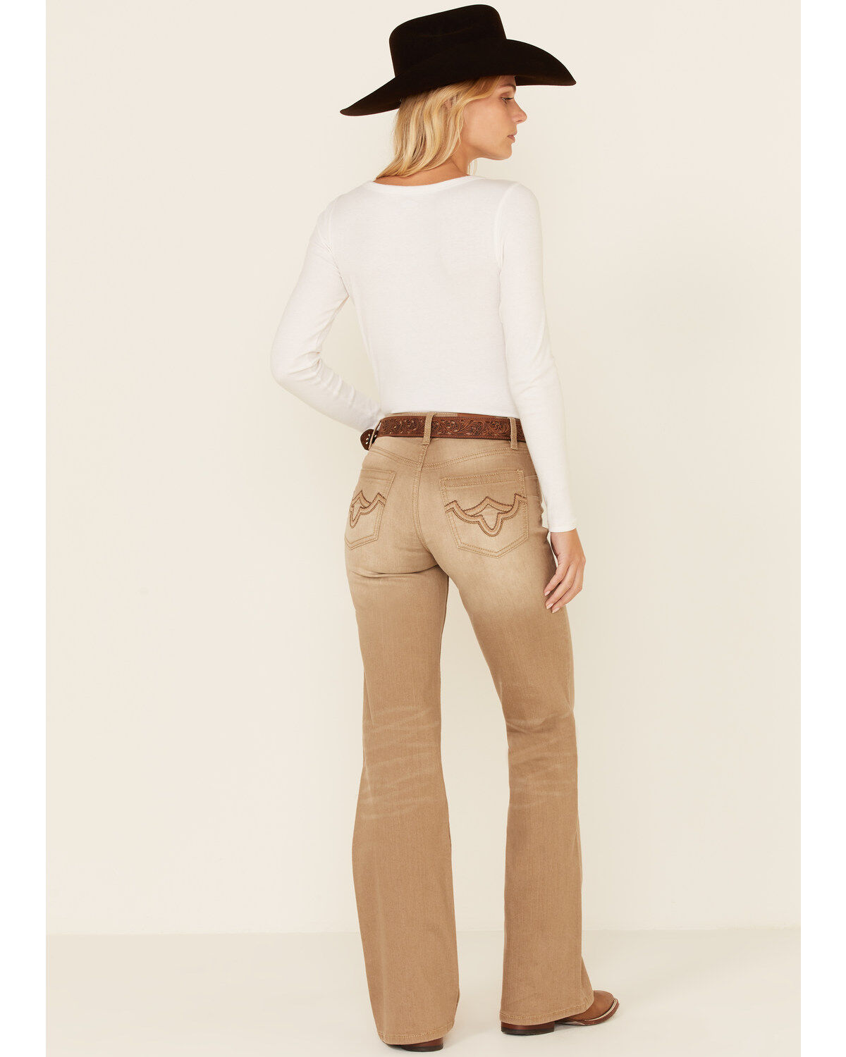 Image #5 - Shyanne Women's Tan Mid Rise Pintuck Riding Jeans, , hi-res