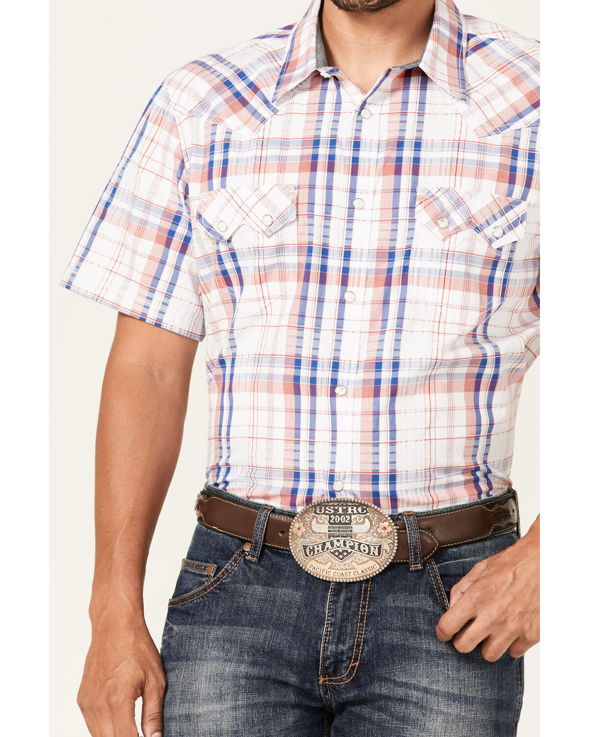 Image #3 - Cody James Men's Woodson Large Plaid Print Short Sleeve Snap Western Shirt, , hi-res