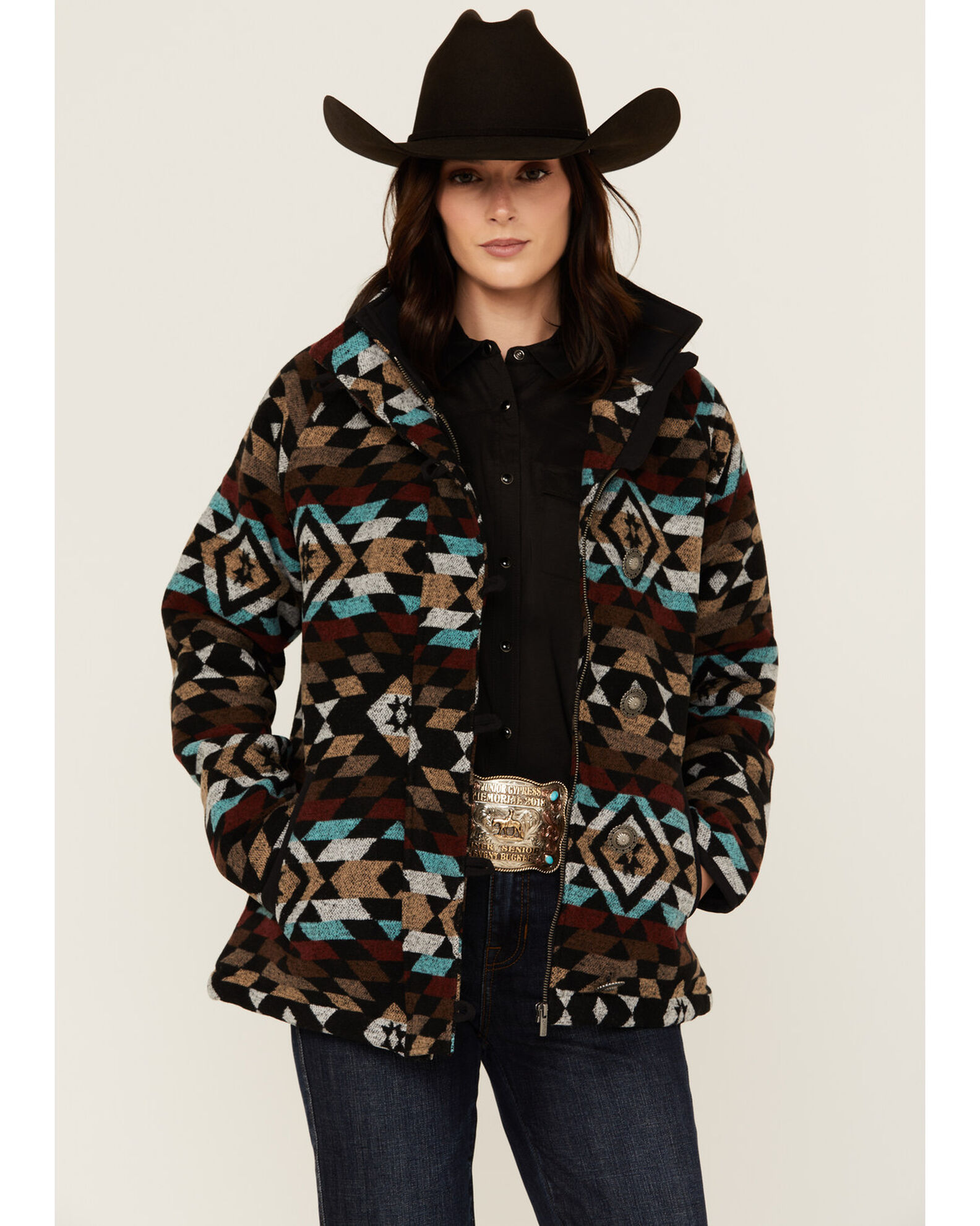 Cruel Girl Women s Southwestern Print Tweed Jacket