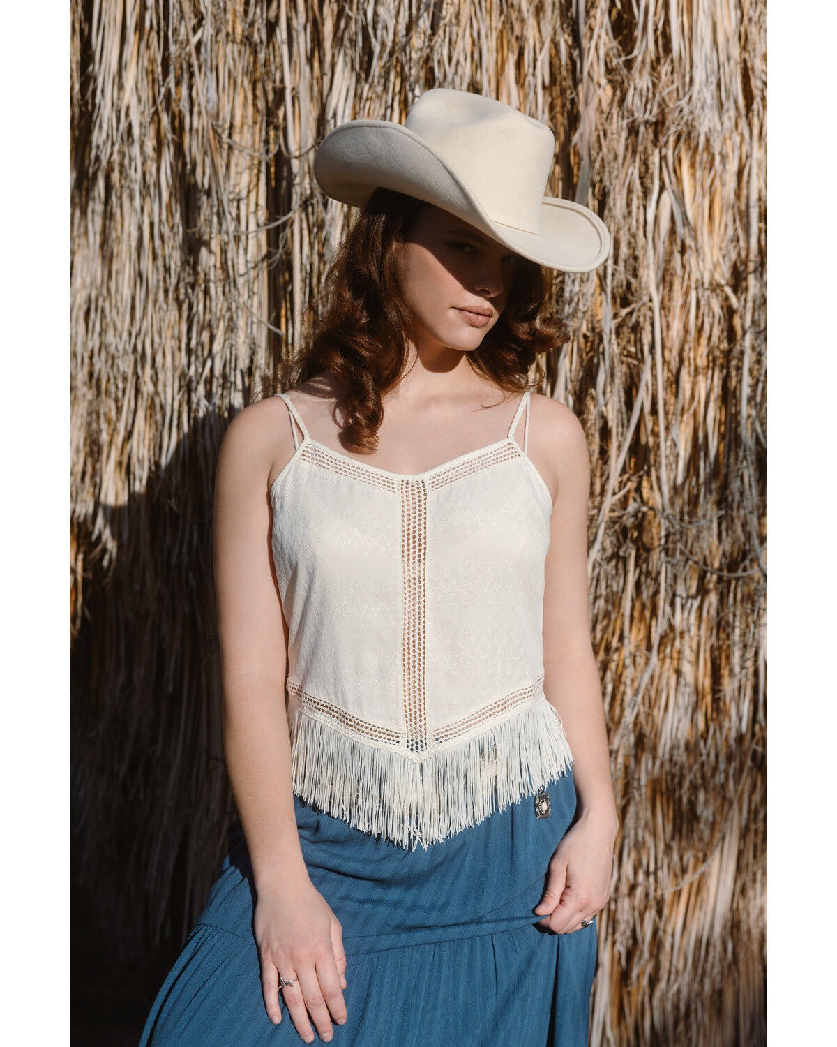 Idyllwind Women's Briarwick Jacquard Fringe And Lace Tank Top, Ivory, hi-res