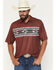 Image #1 - Cinch Men's Southwestern Print Short Sleeve Button-Down Stretch Polo Shirt, Burgundy, hi-res