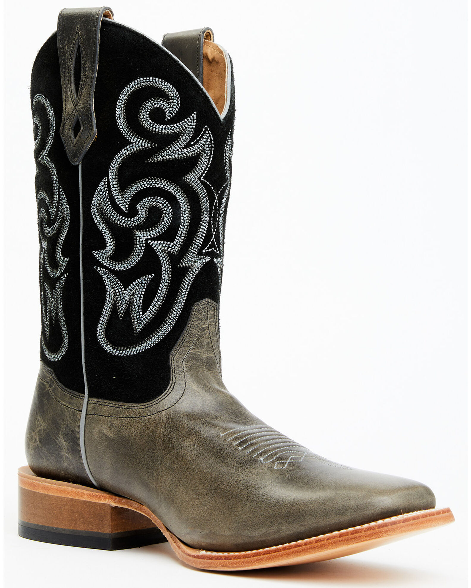 Grey square toe boots shop