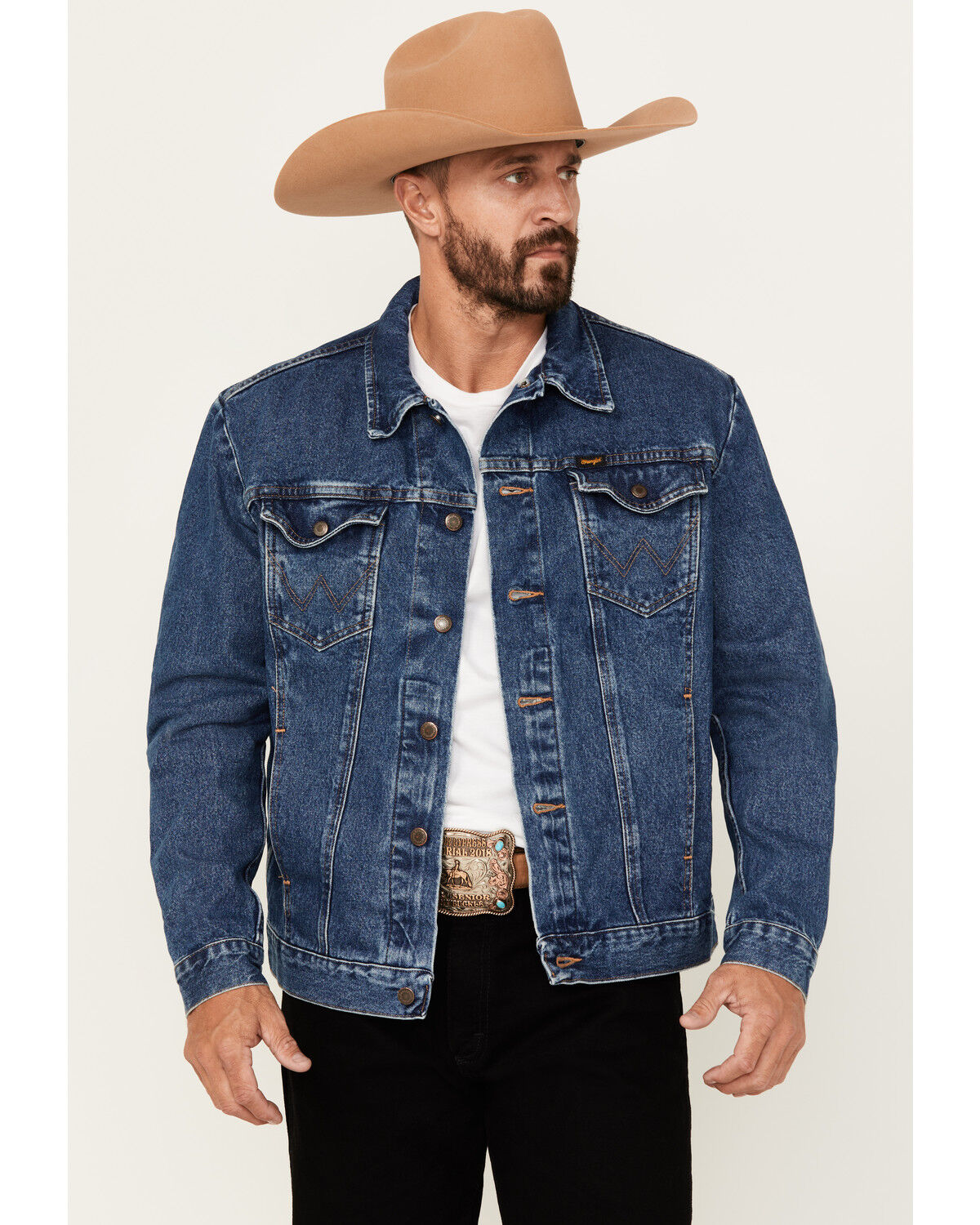 Image #1 - Wrangler Men's Unlined Medium Wash Denim Jacket, Medium Wash, hi-res