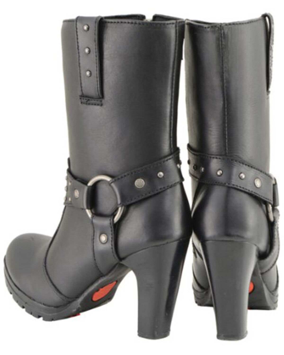 Image #3 - Milwaukee Leather Women's Leather Harness Boots - Round Toe, Black, hi-res