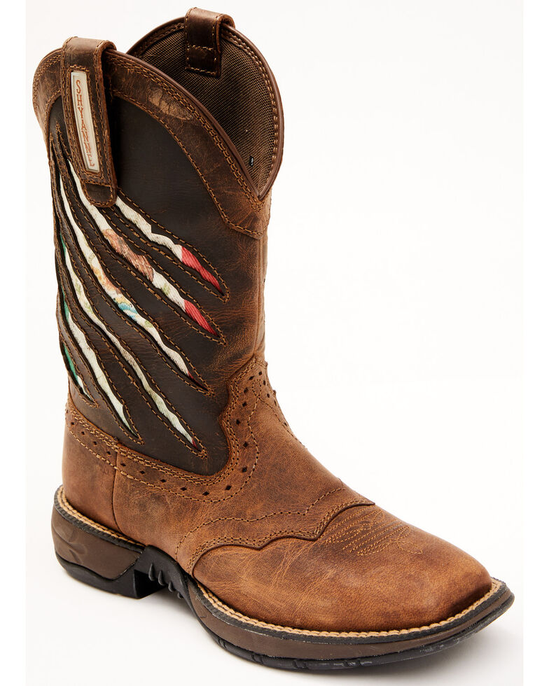 Shyanne Women's Xero Gravity Lite Mexican Flag Western Boots - Wide Square Toe, Brown, hi-res